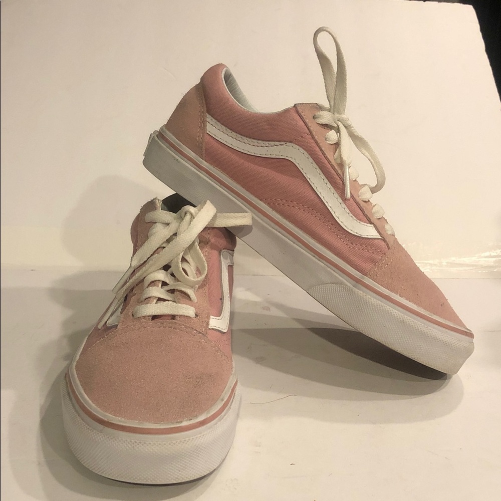 Vans Women's Blush Pink and White Old Skool Skater Sneakers - Picture 2 of 7